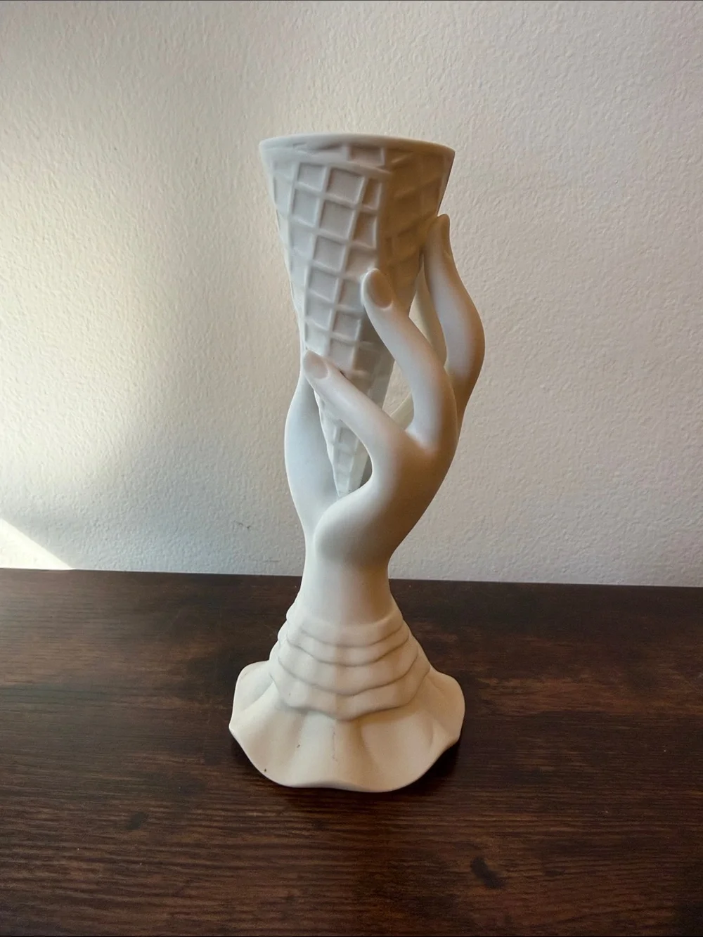 Jonathan Adler Matte White Ceramic Cone Hand Vase